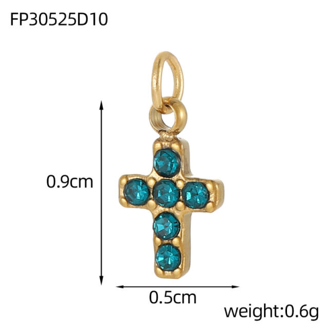 Hot-Selling Baroque Style Heart Pendant Zircon Inlaid Stainless Steel DIY Jewelry Accessories Wholesale