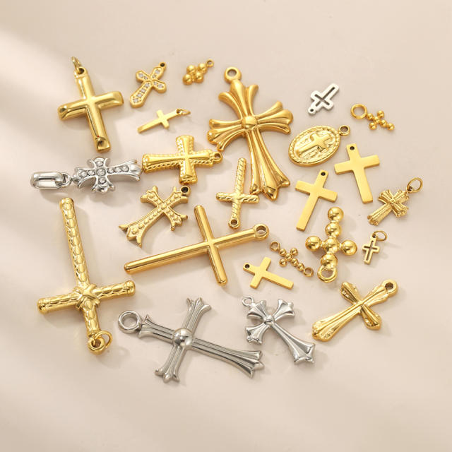 Vintage handmade jewelry cross design charm DIY jewelry pendant stainless steel accessory