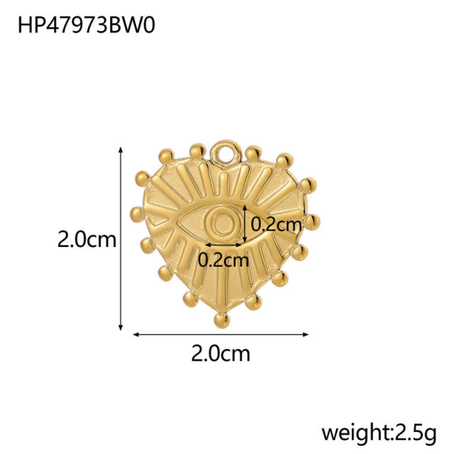 Hot-Selling Baroque Style Heart Pendant Zircon Inlaid Stainless Steel DIY Jewelry Accessories Wholesale