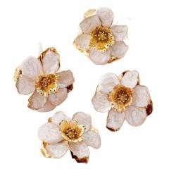 Elegant oversize enamel flower alloy bangle earrings rings set