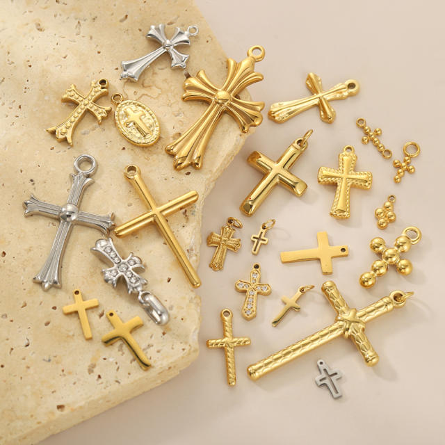 Vintage handmade jewelry cross design charm DIY jewelry pendant stainless steel accessory