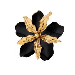 Oversize enamel flower metal finger rings for women