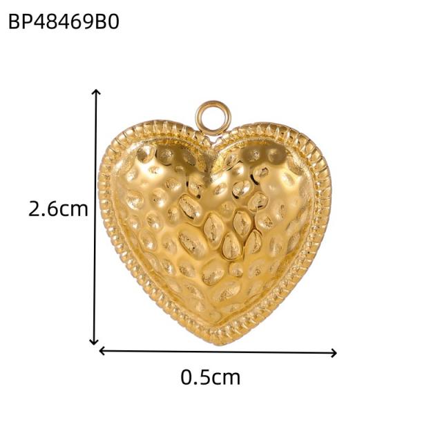 Hot-Selling Baroque Style Heart Pendant Zircon Inlaid Stainless Steel DIY Jewelry Accessories Wholesale
