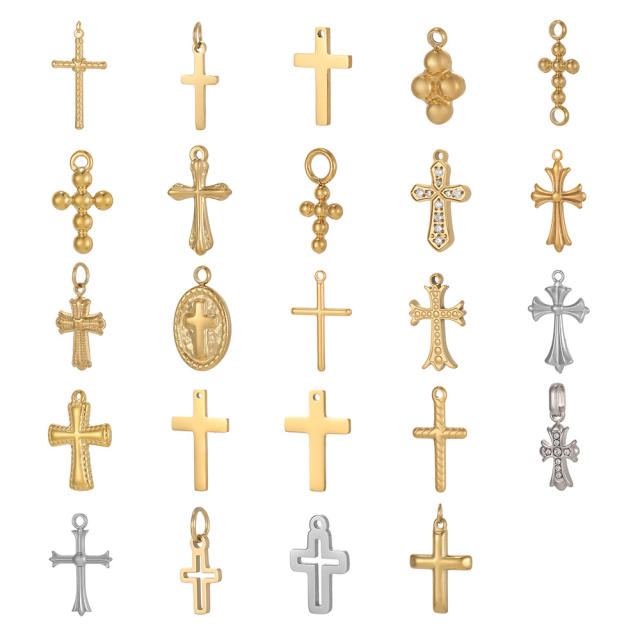 Vintage handmade jewelry cross design charm DIY jewelry pendant stainless steel accessory