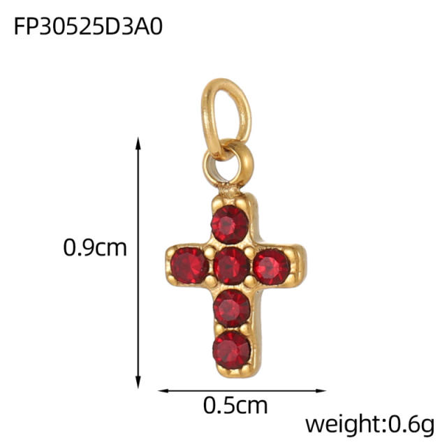 Hot-Selling Baroque Style Heart Pendant Zircon Inlaid Stainless Steel DIY Jewelry Accessories Wholesale