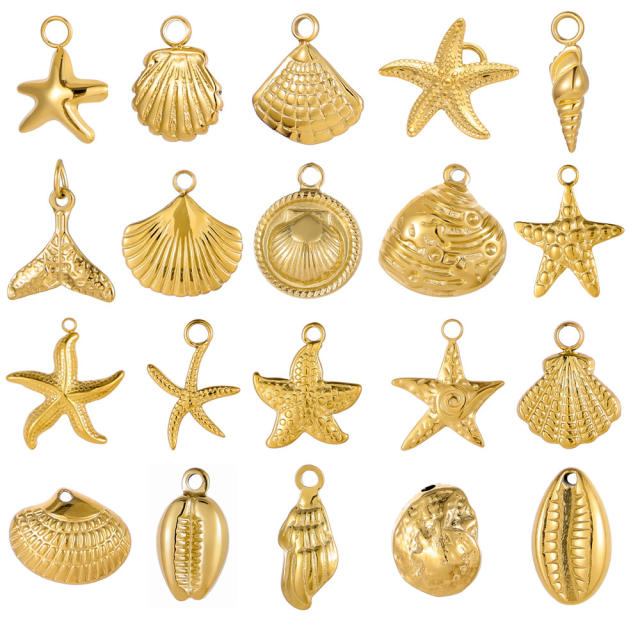 Ocean Style Series DIY Accessories Conch Shell Starfish Stainless Steel Electroplating DIY Handmade Necklace Bracelet Jewelry Hanging