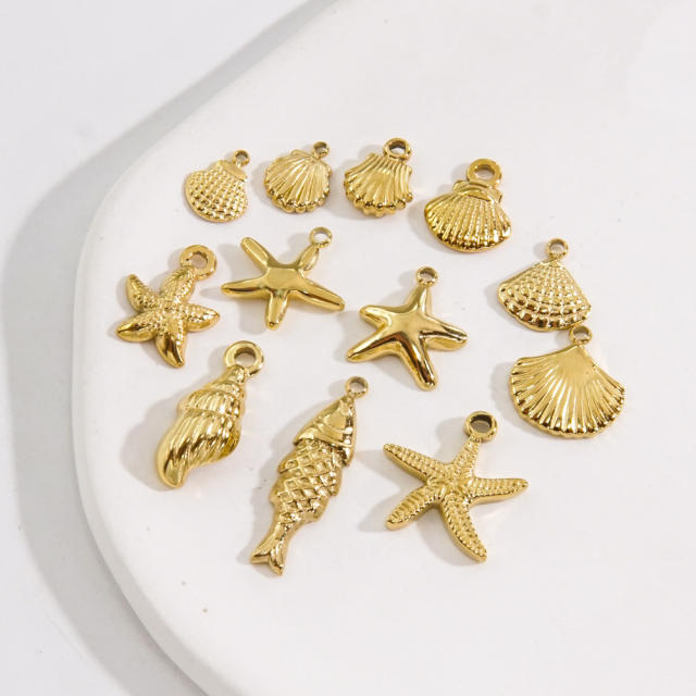 Ocean Style Series DIY Accessories Conch Shell Starfish Stainless Steel Electroplating DIY Handmade Necklace Bracelet Jewelry Hanging