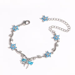 Hot-Selling Cute Sweet Exquisite Zircon Bow Branch Leaf Bracelet