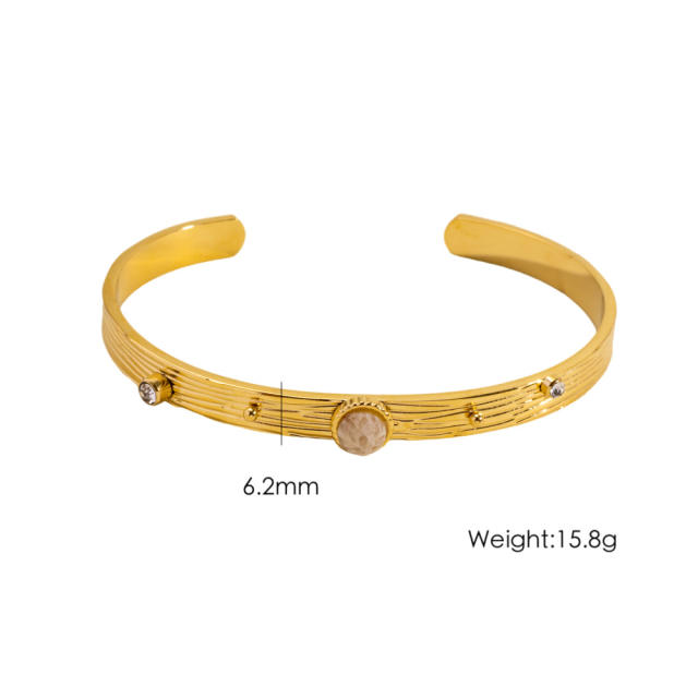 Colorful Natural Stone Inlaid Simple Women's Stainless Steel Bracelet