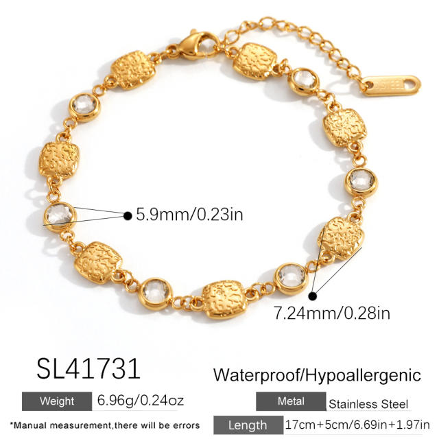 Simple geometric Oval shape chain stainless steel necklace bracelet set