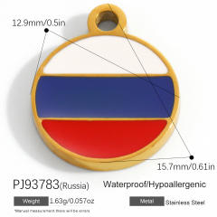 18K real gold plated color enamel flag element stainless steel charm diy jewelry accessory