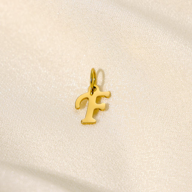 Stainless steel plating 14K gold 26 English letter pendant titanium steel DIY jewelry accessories wholesale