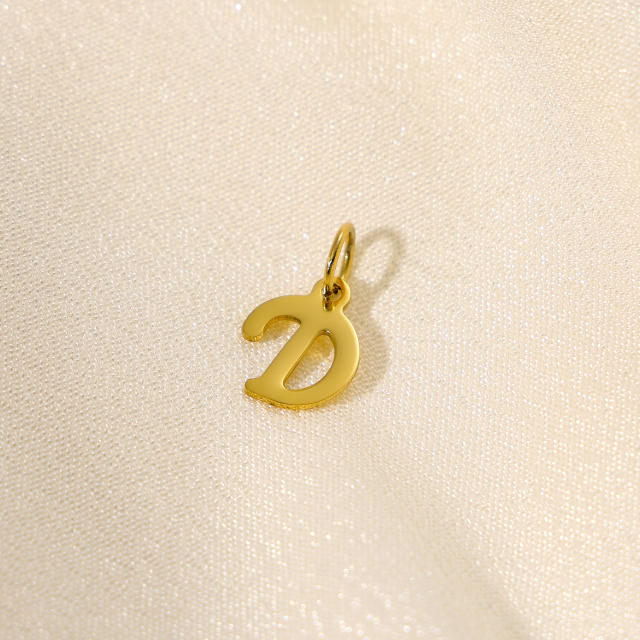Stainless steel plating 14K gold 26 English letter pendant titanium steel DIY jewelry accessories wholesale