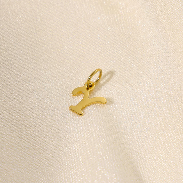 Stainless steel plating 14K gold 26 English letter pendant titanium steel DIY jewelry accessories wholesale