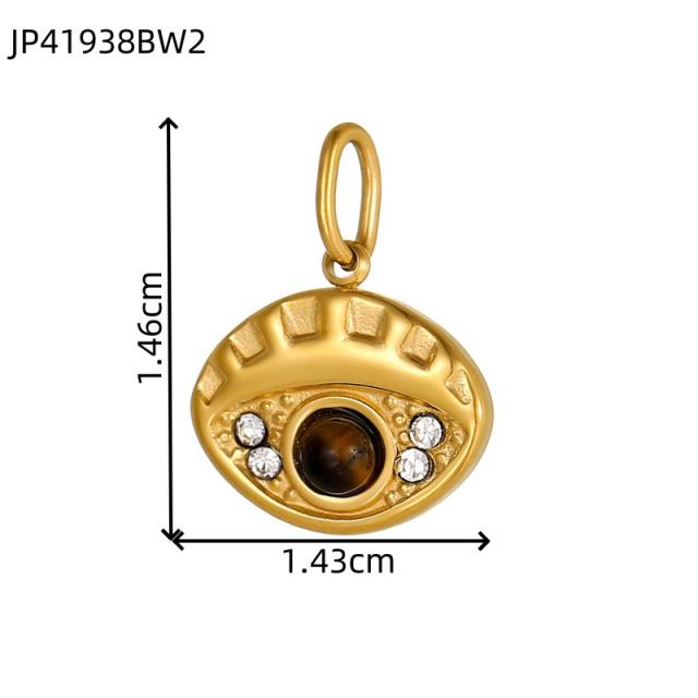 Sunflower Tiger Eye Maillard Color DIY Stainless Steel Pendant Handmade Necklace Earrings Accessories