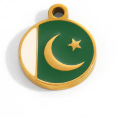 18K real gold plated color enamel flag element stainless steel charm diy jewelry accessory