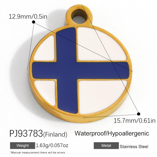 18K real gold plated color enamel flag element stainless steel charm diy jewelry accessory