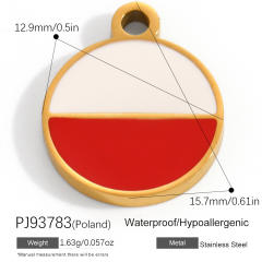 18K real gold plated color enamel flag element stainless steel charm diy jewelry accessory