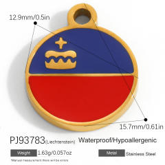 18K real gold plated color enamel flag element stainless steel charm diy jewelry accessory