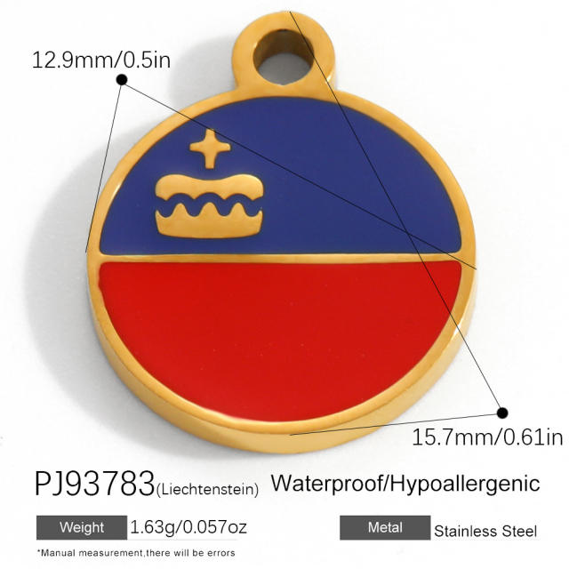 18K real gold plated color enamel flag element stainless steel charm diy jewelry accessory