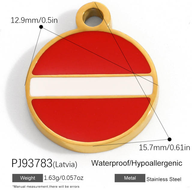 18K real gold plated color enamel flag element stainless steel charm diy jewelry accessory