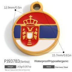 18K real gold plated color enamel flag element stainless steel charm diy jewelry accessory