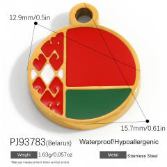 18K real gold plated color enamel flag element stainless steel charm diy jewelry accessory