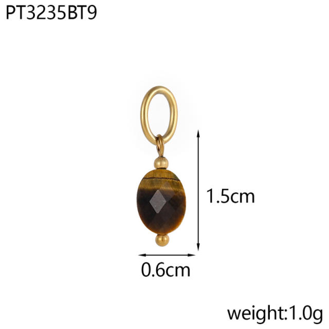 Sunflower Tiger Eye Maillard Color DIY Stainless Steel Pendant Handmade Necklace Earrings Accessories