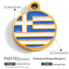 18K real gold plated color enamel flag element stainless steel charm diy jewelry accessory