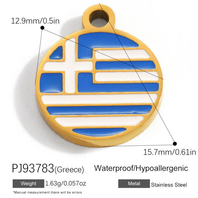 18K real gold plated color enamel flag element stainless steel charm diy jewelry accessory