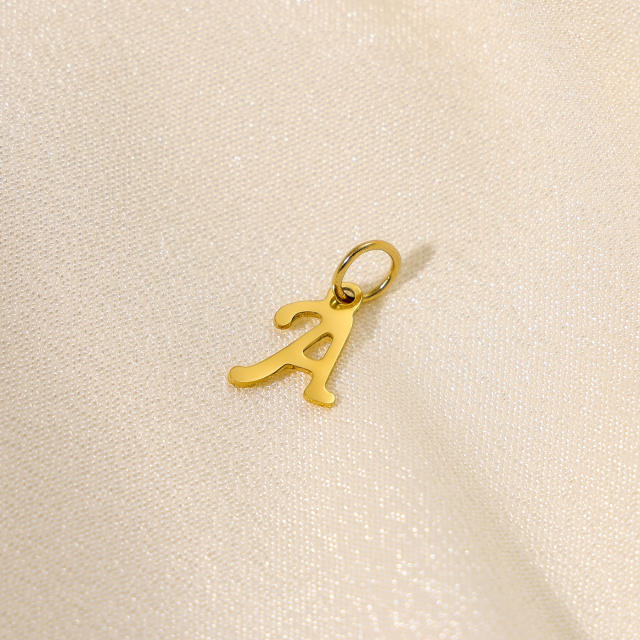 Stainless steel plating 14K gold 26 English letter pendant titanium steel DIY jewelry accessories wholesale