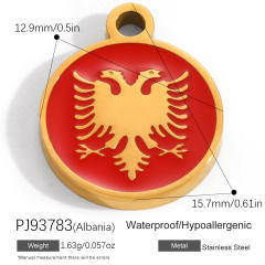 18K real gold plated color enamel flag element stainless steel charm diy jewelry accessory
