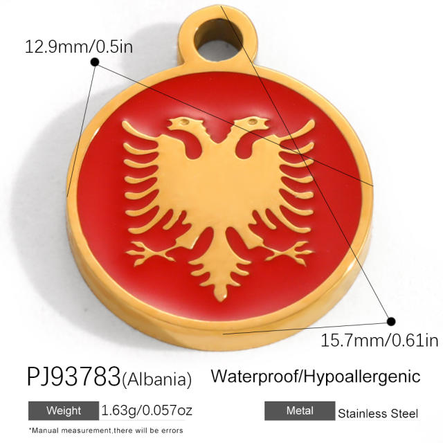 18K real gold plated color enamel flag element stainless steel charm diy jewelry accessory