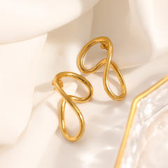 18KG unique geometirc line shape stainless steel earrings