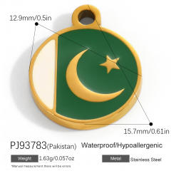 18K real gold plated color enamel flag element stainless steel charm diy jewelry accessory