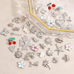 Silver color enamel hot sale element stainless steel charm DIY jewelry accessory