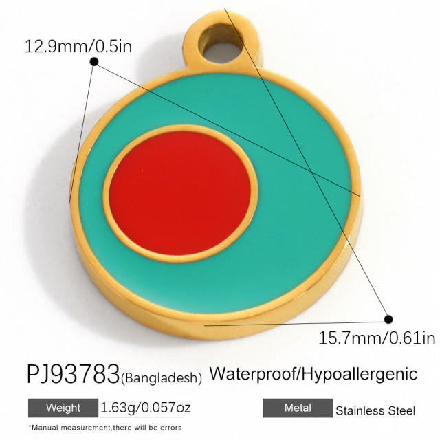 18K real gold plated color enamel flag element stainless steel charm diy jewelry accessory