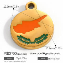 18K real gold plated color enamel flag element stainless steel charm diy jewelry accessory