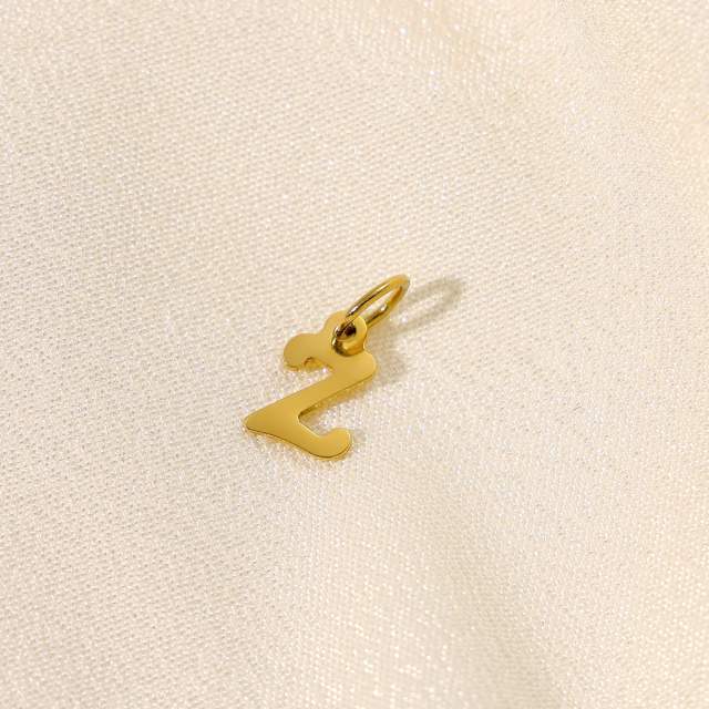Stainless steel plating 14K gold 26 English letter pendant titanium steel DIY jewelry accessories wholesale