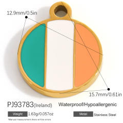 18K real gold plated color enamel flag element stainless steel charm diy jewelry accessory