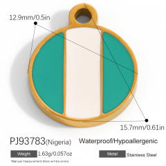 18K real gold plated color enamel flag element stainless steel charm diy jewelry accessory