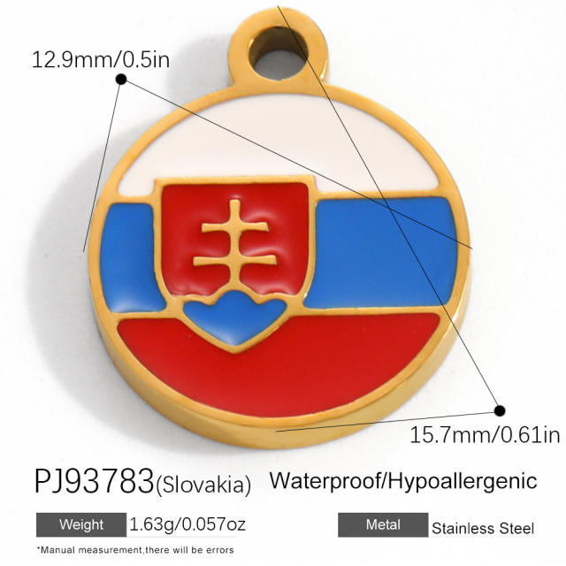 18K real gold plated color enamel flag element stainless steel charm diy jewelry accessory