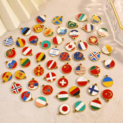 18K real gold plated color enamel flag element stainless steel charm diy jewelry accessory