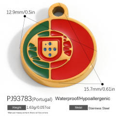 18K real gold plated color enamel flag element stainless steel charm diy jewelry accessory
