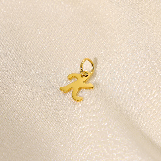 Stainless steel plating 14K gold 26 English letter pendant titanium steel DIY jewelry accessories wholesale