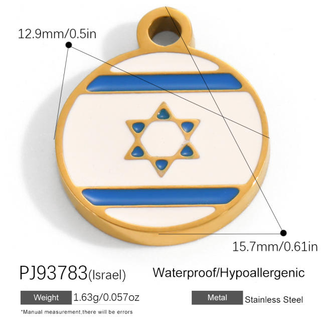 18K real gold plated color enamel flag element stainless steel charm diy jewelry accessory
