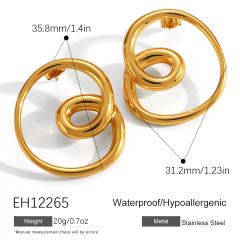 18KG unqiue simple twisted line stainless steel earrings