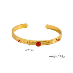 Colorful Natural Stone Inlaid Simple Women's Stainless Steel Bracelet