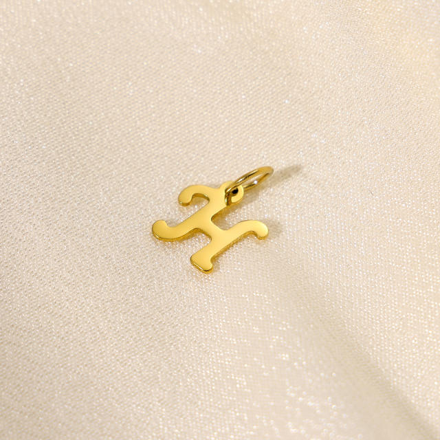 Stainless steel plating 14K gold 26 English letter pendant titanium steel DIY jewelry accessories wholesale