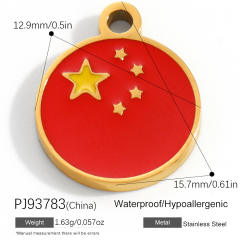 18K real gold plated color enamel flag element stainless steel charm diy jewelry accessory